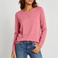 thumbnail image 6 of Otvok Women Loose Casual T‑Shirt, Crew Neck Long Sleeve Stitch‑Detail Pullover Tops, 6 of 7