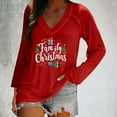 thumbnail image 5 of Craaazy Christmas Shirts for Women V Neck Long Sleeve Sweatshirt Christmas Print Pullover Tops Gifts, 5 of 5