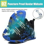 XQJ Steel Toe Boots For Men Work Safety Shoes Anti-smash Anti-puncture Indestructible Shoes Construction Working Boots Outdoor Security Boots Blue