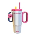 thumbnail image 3 of Vaso de agua aislado de acero inoxidable de gran capacidad con asa portátil Rosa y blanco, 3 of 9
