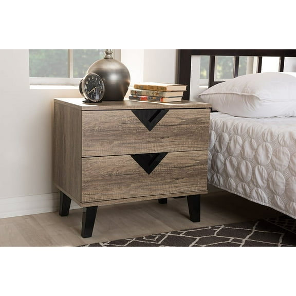 Baxton Studio Swanson Modern and Contemporary Light Brown Wood 2-Drawer Nightstand