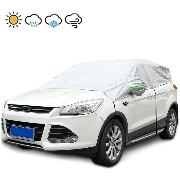 Hometimes Windshield Snow Cover, Half Car Cover Waterproof Anti Ice Windshield Cover, Compact and Midsize SUVs, Waterproof Frost Ice Snow UV Sun Dust Screen Protector, Protect Your Windshield and Roof