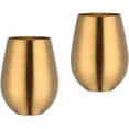 thumbnail image 1 of Nvzi Father's Day Gift Mingcheng 17 oz Stainless Steel Stemless Wine Glass, Outdoor Portable Wine Tumbler for the Pool, Camping, Cookouts, Travel - Set of 2 Metal Drinking Cups(Gold), 1 of 5
