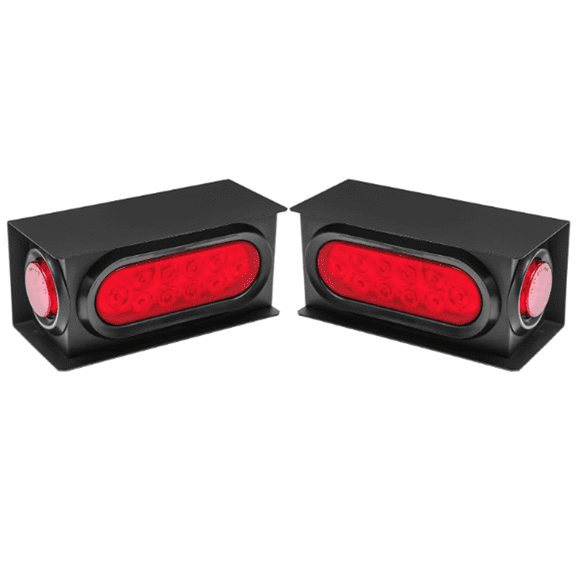 Steel Trailer Lights Boxes Housing Kit with 6 Inch Oval Red LED Trailer Tail Lights 2 Inch Round Red LED Side Marker Clearance Lights, Included Grommets Wire Pigtails Connectors