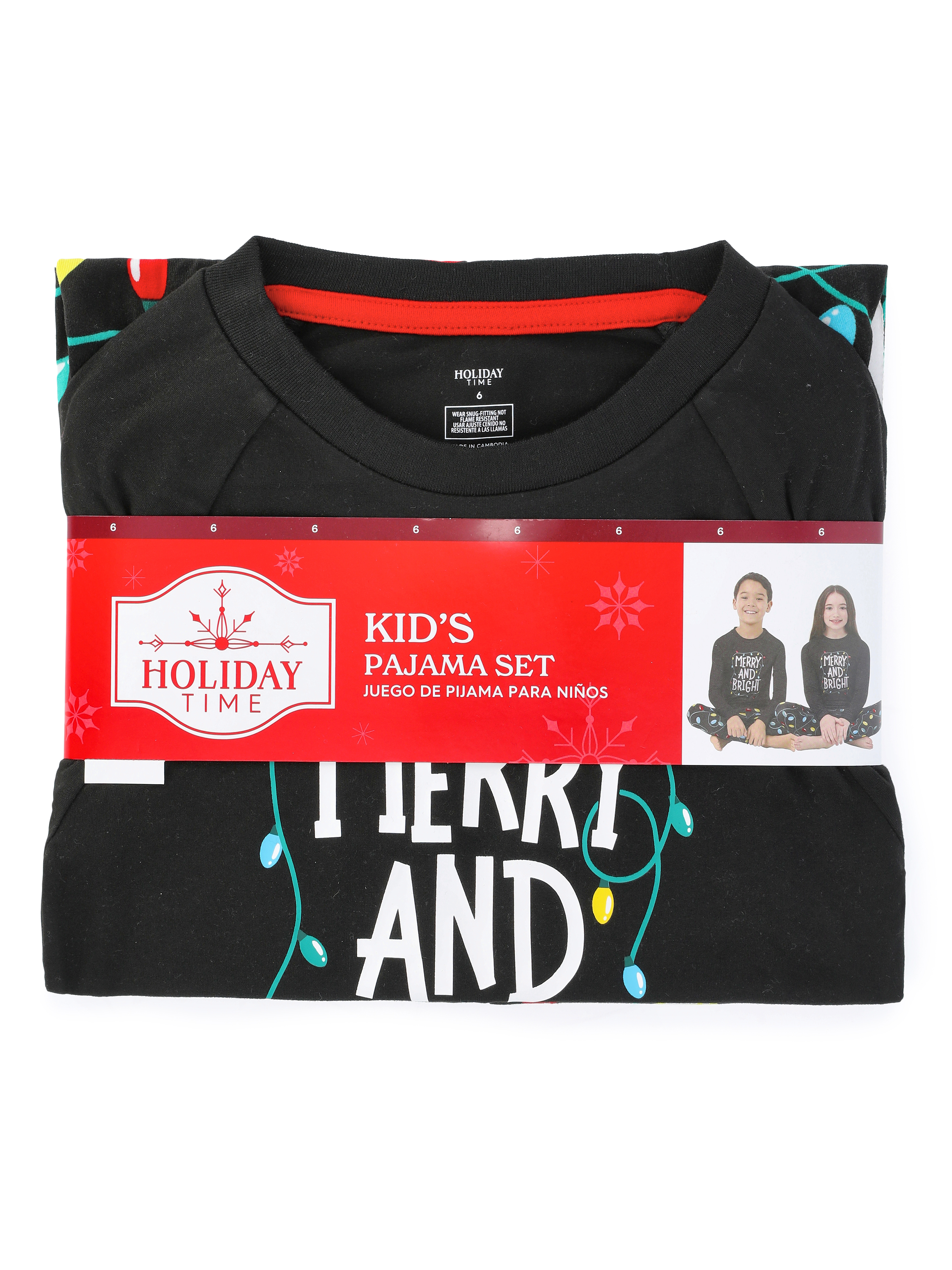 Holiday Time Unisex Kids Matching Family Pajama Set, 2-Piece, Sizes 6 to 12