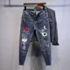 thumbnail image 2 of Pantalones vaqueros para hombre, pantalones vaqueros con gráficos para hombre, pantalones de tiro bajo, ajustados, ajustados, rotos, con agujeros, rasgados, de alta calidad, tallas XS, 2 of 5