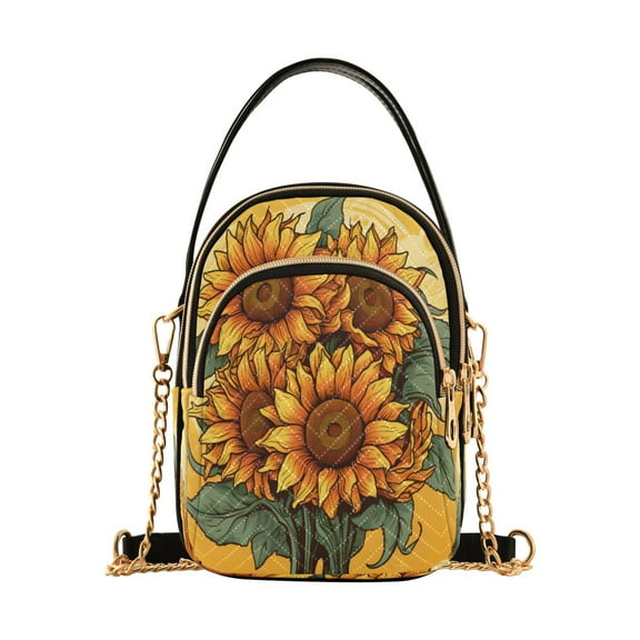 ALAZA Chain Crossbody Bags for Women Sunflowers with Leaves Shoulder Handbag Phone Purse