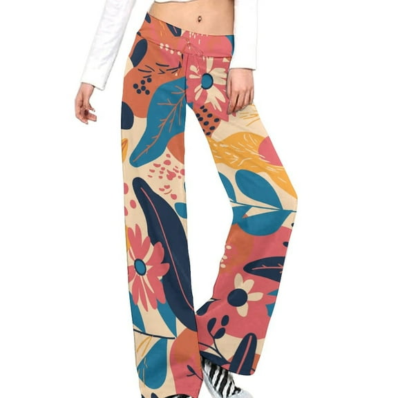 Leopard Print Women's Wide Leg Pants High Waist Adjustable Knot Loose Casual Trousers Business Work Casual Pants