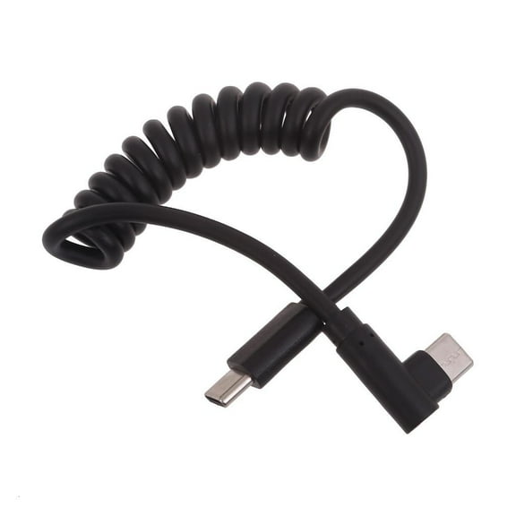 Fast Charging Cable 90 Degree Right Angle Coiled Type C to Type C Cord for Phone