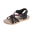 thumbnail image 2 of Norvail Womens Cross Striped Color Block Ethnic Flat Sandals, Wide Foot Sandals for Women Dressy, Oversized Casual Beach Walking Shoes for Summer Vacation, 2 of 6