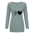 thumbnail image 4 of Chandails d'Automne pour Femmes Col Ras du Cou Imprimé Battement de Cœur Amour Blouse à Manches Longues Décontractée Tunique Ample à Porter avec un Legging, 4 of 4