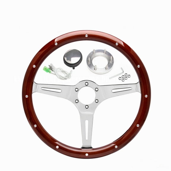 Top10 Racing Wooden Steering Wheel, Stainless Steel, Brown