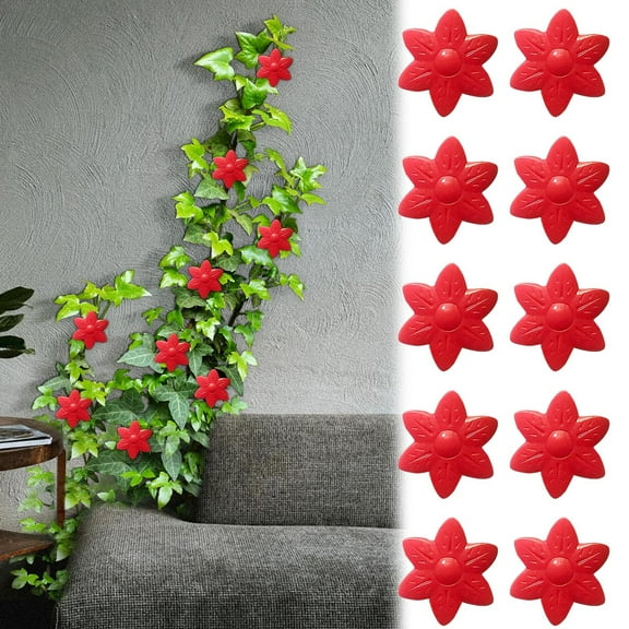 20 Pack Heavy Duty ABS Plant Support Clips - Strong Adhesive Wall Hooks for Climbing Plants, Vines, Tomatoes - Reusable Cable Organizers, Garden Wall Mount Accessories (1.18 x 0.39 Inch)