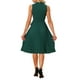 thumbnail image 3 of Vestido plisado INSPIRE CHIC sin mangas con escote en V y cinturón en la cintura, vestido midi A-line XS verde oscuro, 3 of 5
