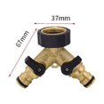 thumbnail image 2 of Grifo doble para lavadora Apuakthei, distribuidor en Y de 2 vías, adaptador de manguera de riego de latón de 3/4" y 1/2", conector en Y con 2 divisores de manguera para hogar, jardín y exteriores., 2 of 4
