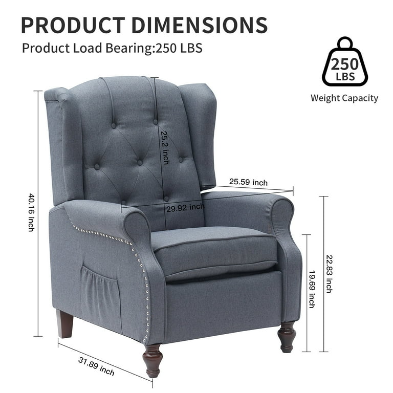 Artechworks Tufted Push Back Arm Chair Recliner Single Reclining