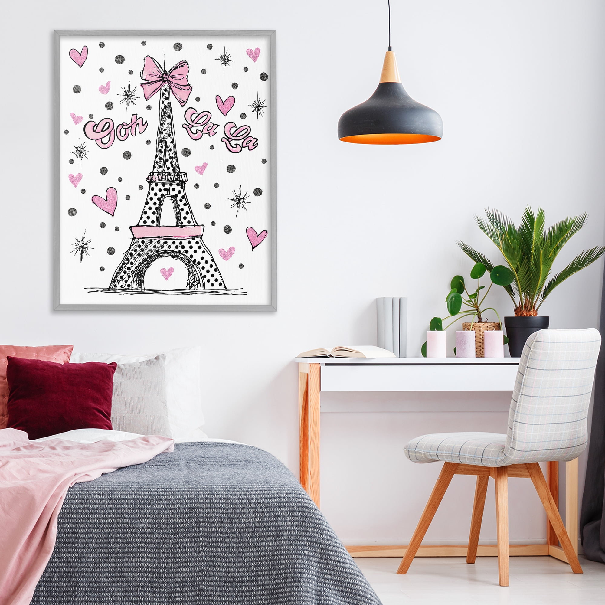Stupell Industries Ooh La La Polka Dots Eiffel Gray Framed Giclee Art, design by Jess Stempel