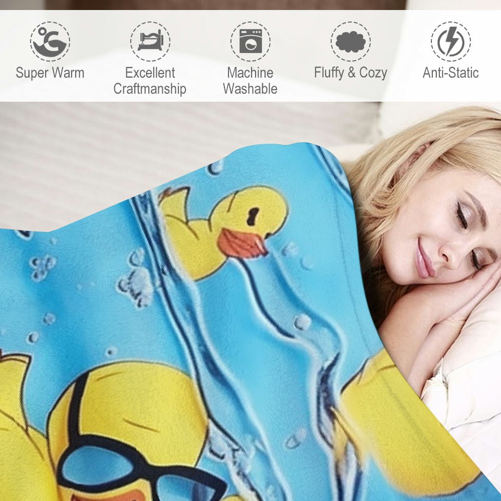 PRATYUS Duck Throw Blanket, Super-Soft Adorable Extra-Large Rubber Ducky Blanket for Boys, Girls, Kids, and Children, Ducky Print Security Blanket Warm and Cozy Throw for Bed Crib or Sofa