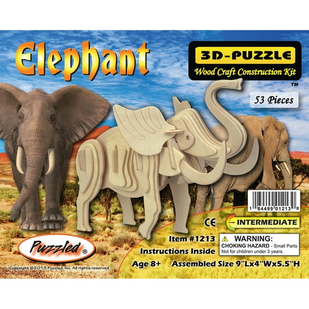 Puzzled Elephant Wooden 3D Puzzle Construction Kit
