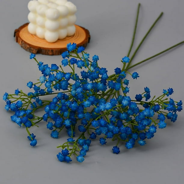 XmhyTop 15 piezas de flores artificiales de aliento de bebé, ramo de flores artificiales de gypsophila de tacto real para arreglos florales de boda, decoración del hogar para fiestas (azul oscuro)