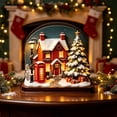thumbnail image 4 of Christmas Village House LED Lighted Wooden Figurines, Painted Wood Light Up Xmas Cottage Desktop Ornament, Winter Snow House Tabletop Decor for Mantel, Home Holiday Decoration, 4 of 6