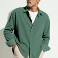 thumbnail image 6 of Qwertyu Mens Corduroy Shirt Men's Corduroy Button Down Urban Tops Casual Long Sleeve Shirts Classic Loose Solid Lapel Jacket Green XL, 6 of 7