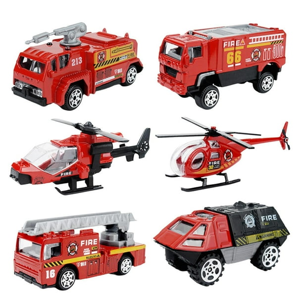Vogacara Coche vehículo modelo helicópteros edificio educativo juguete para estante decoración estilo B Juguetes control de fuego 6 piezas