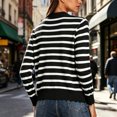 thumbnail image 5 of Karight Womens Striped Knit Cardigan Long Sleeve Scallop Trim Button Down Open Front Sweater, 5 of 8