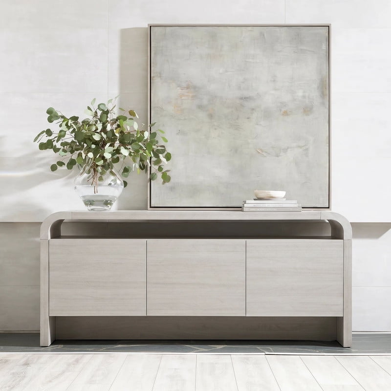 Euroco 59" Buffet Cabinet with Storage, Modern Sideboard Coffee Bar Cabinet with Open Shelf for Kitchen Living Room,White Oak