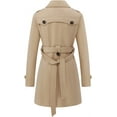 thumbnail image 2 of KVE Women's Classic Double Breasted Pea Coat Winter Mid-Long Slim Trench Coat with Belt Khaki Medium, 2 of 7