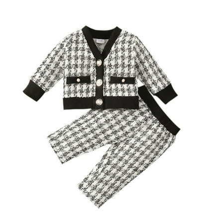 

Zlekejiko Babys Girls Spring Autumn Plaid Long Sleeve Pants Coat Jacket Tops Clothes