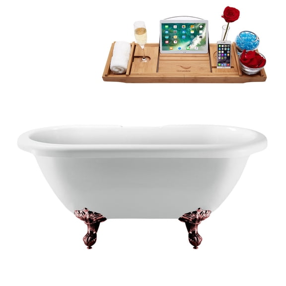 67" Streamline N1123ORB-ORB Clawfoot Tub and Tray With Internal Drain