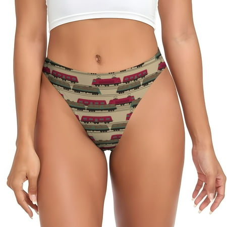 Modern Train Pattern Thongs for Women - No Show Seamless Womens Thongs Underwear  Stretch G String Thongs for Women  Ladies Breathable Sexy Thong Bikini Panties Briefs