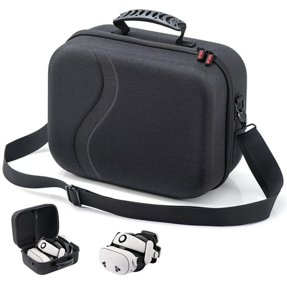 Large Carrying Case for Meta Quest 3S/3, Hard Travel Case Compatible with BOBOVR S3 Pro/KIWI Design Battery Head Strap, Quest Controller and Accessory, Portable Hard Shell Travel Shoulder Bag, Black