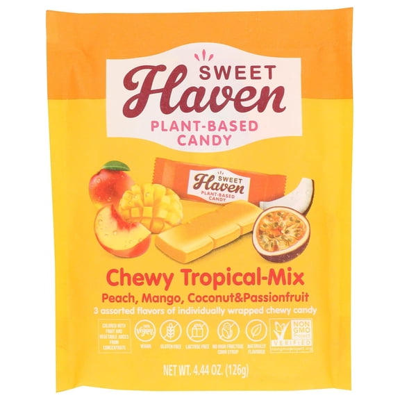 Sweet Haven Plant-Based Candy, Chewy Tropical-Mix, Naturally Flavored, Vegan Friendly, Gluten Free & Non-GMO, 4.44 Ounce (Pack of 1)