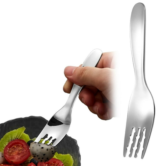 Stainless Steel Flat-Bottom Spoon & Fork Set - Portable Cutlery w/ Case. Thick Handle, Non-Slip & Dishwasher Safe!