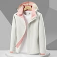 thumbnail image 2 of Arlun Softshell Full Zipper Jackets for Women Comfort Warm Light Hooded Windproof Coat for Outdoor Hiking 2025 Fashion Color Block Hooded Fall Winter Clothes with Pockets White XL, 2 of 5