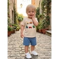 thumbnail image 6 of BemeyourBBs Toddler Baby Boy Summer Clothes Infant Baby Boys Summer 2 Piece Outfit Excavator Truck Airplane Embroidery Short Sleeve T Shirt and Elastic Waist Solid Pockets Shorts Set, 6 of 9