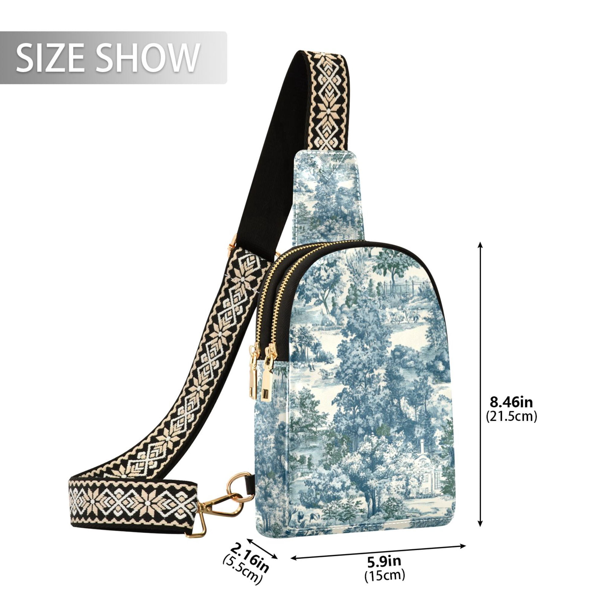 FORMRS Womens Crossbody Sling Bag Travel Daypack Shoulder Chest Backpack, Green Flourishing Garden
