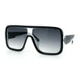thumbnail image 4 of Oversized Rectangle Racer Shield 80s Plastic Fashion Flat Top Sunglasses Black - Smoke, 4 of 8