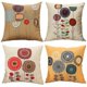 thumbnail image 1 of Funda de cojín, juego de 4 fundas de almohada de algodón y lino con estampado de flores de dibujos animados, 1 of 4