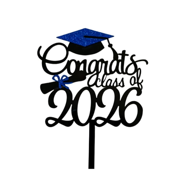 Class Of 2026 Graduation Cake Topper Glitter Cap And Diploma For Senior High School College Celebration Party