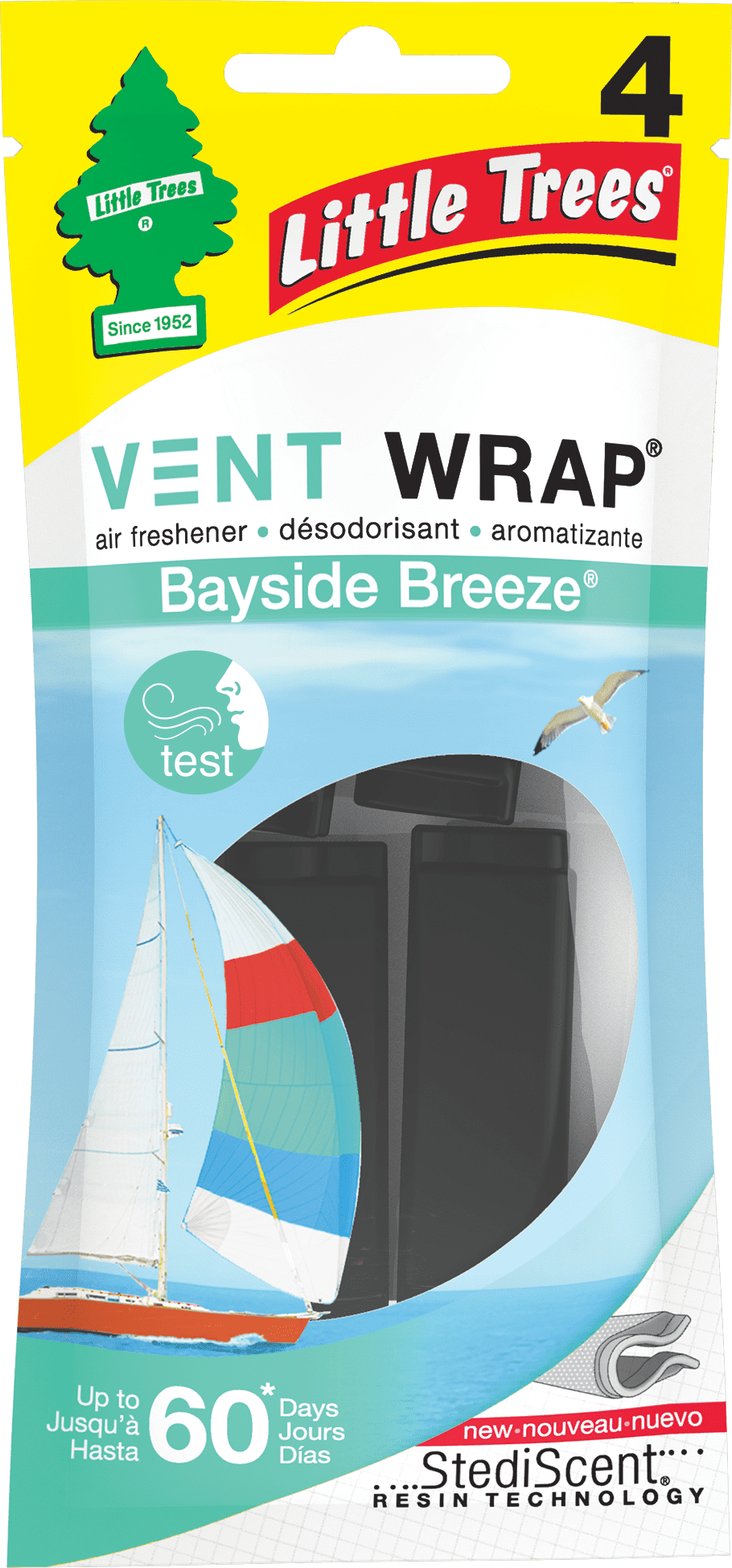 Little Trees Air Freshener Vent Wrap Bayside Breeze 4Pack