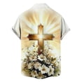 thumbnail image 5 of COSFO Button Down Shirts for Men Big And Tall Easter Cross Short Sleeve Tops Graphic Collared Classic Fit Mens Shirts, 5 of 6