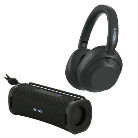 Sony WHULT900NB ULT Noise Cancelling Headphone (Black) Bundle with Sony SRSULT10B ULT FIELD Series Speaker (Black) (2 Items)
