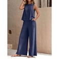 thumbnail image 4 of EASYBRA Women Two Piece Outfit Sleeveless Vest Wide Leg Pants Casual Set Solid Color XS–XXL, 4 of 5