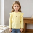 thumbnail image 2 of mgoYE Toddler Baby Girl Ruffle Long Sleeve T-Shirt Cotton Top Tee for Spring/Fall(Yellow,5-6 Years), 2 of 5