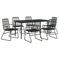 thumbnail image 2 of vidaXL 5 Piece Patio Dining Set Black PVC Rattan, 2 of 11