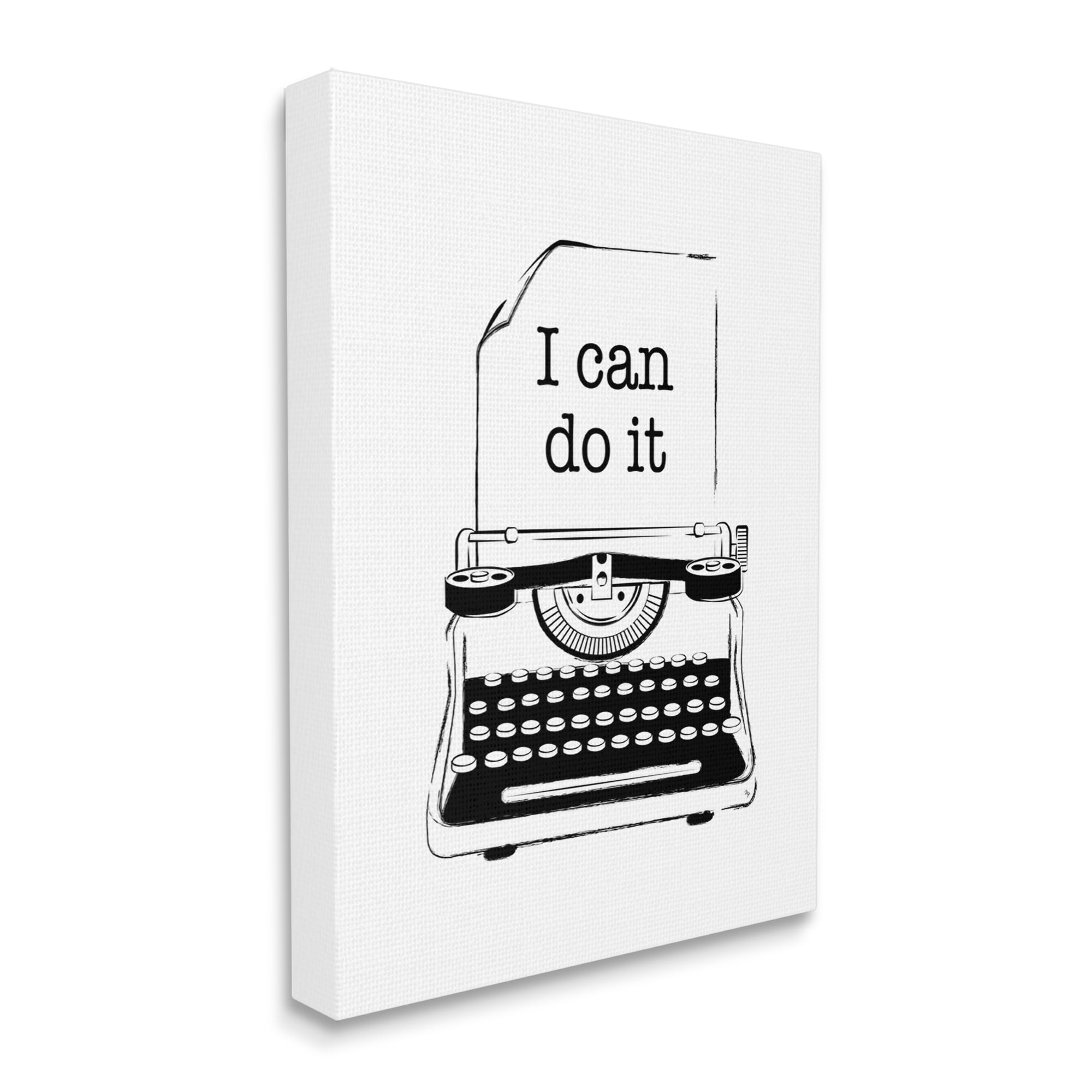 Stupell Industries I Can Do It Typewriter Typography Painting Gallery Wrapped Canvas Art Print Wall Art, 30 x 40