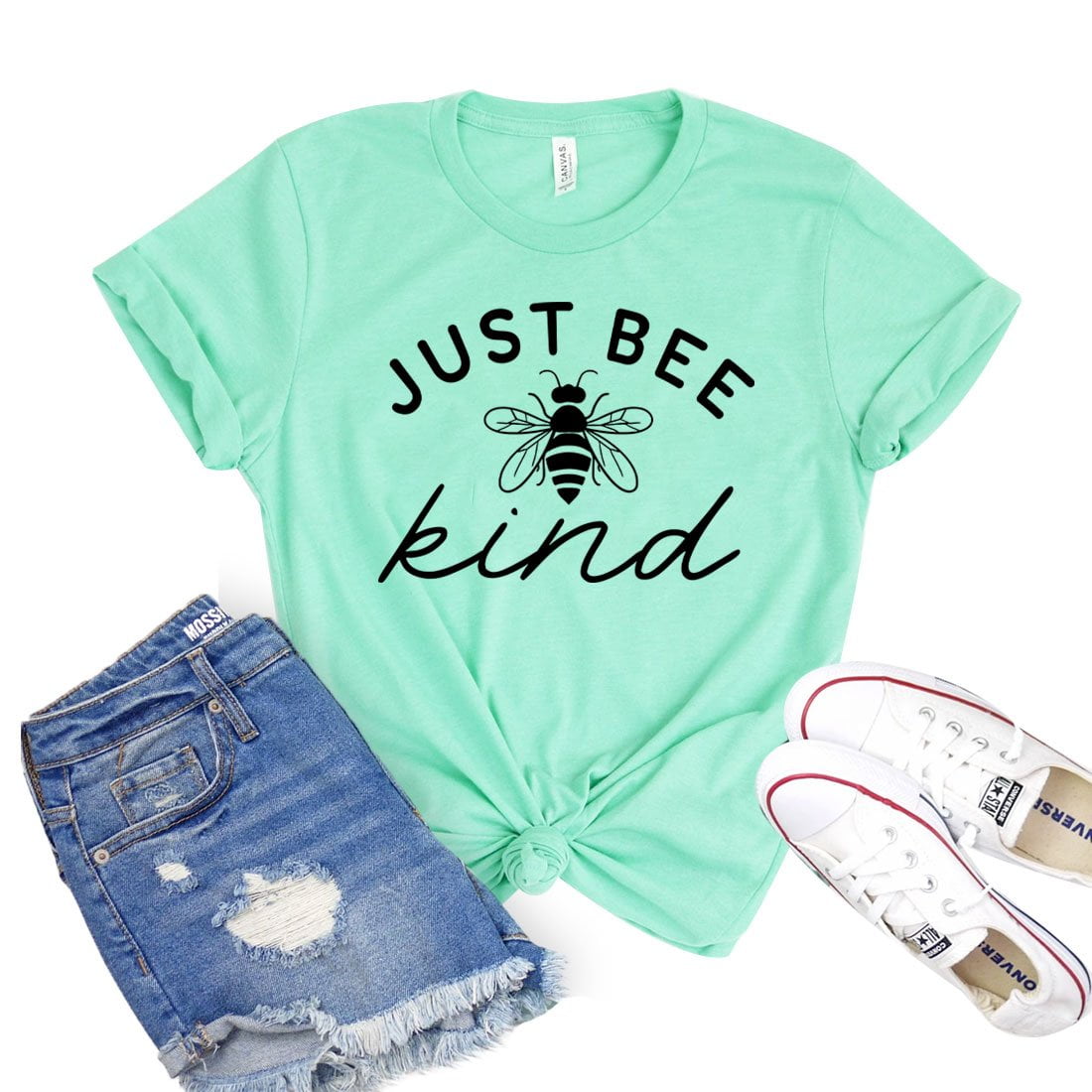Be Happy Be Kind Bee Graphic Tee - Women's Funny Inspirational Short Sleeve T-Shirt, Size XL